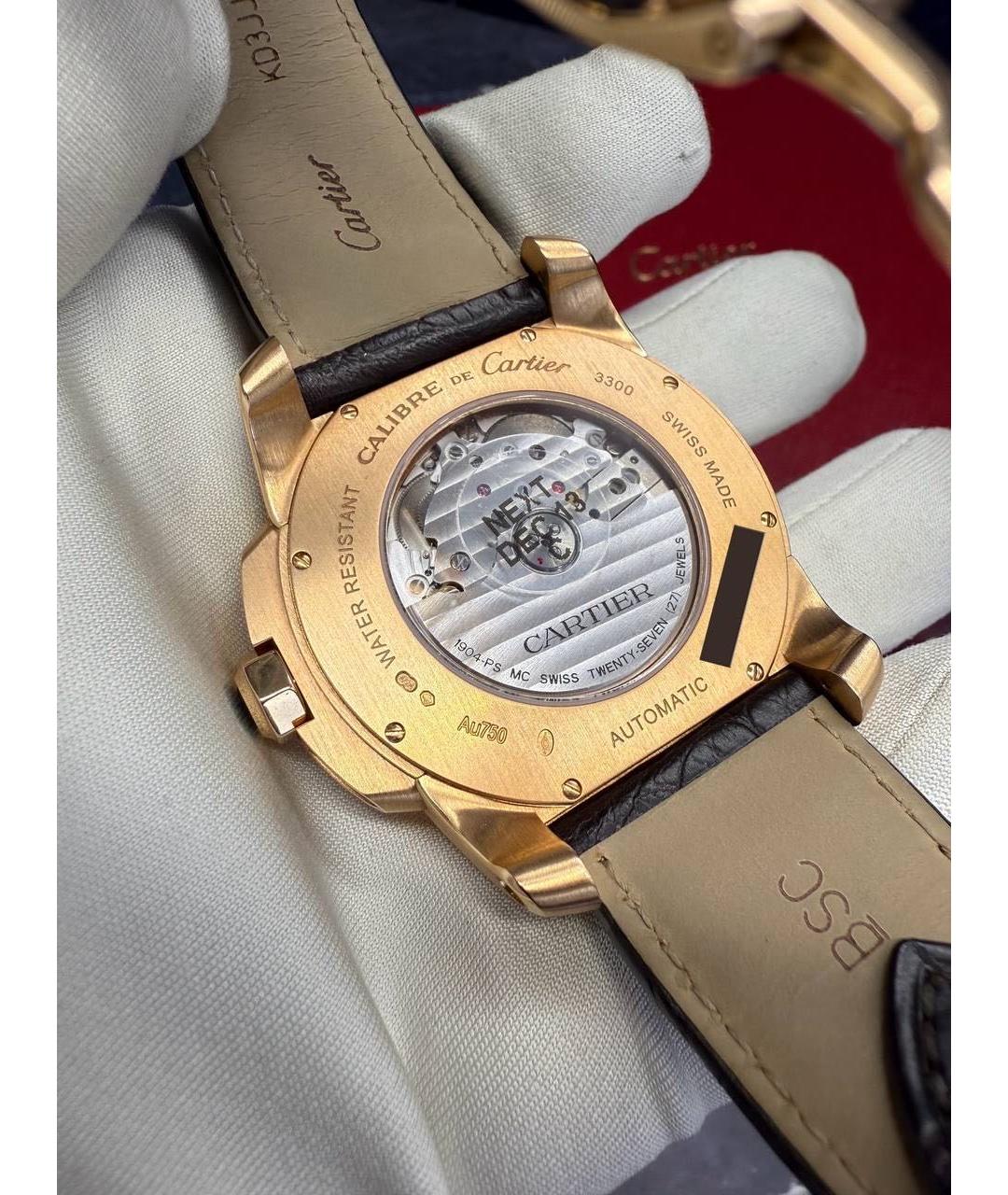 CARTIER Черные часы из розового золота, фото 4