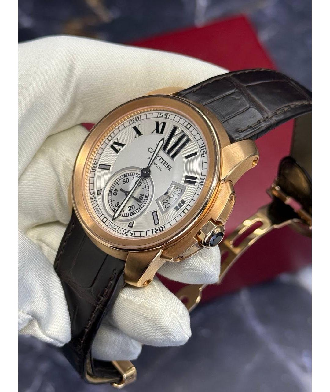 CARTIER Черные часы из розового золота, фото 8