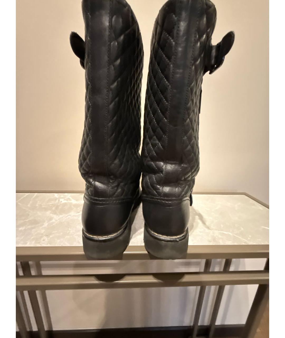 CHANEL Черные кожаные сапоги, фото 4