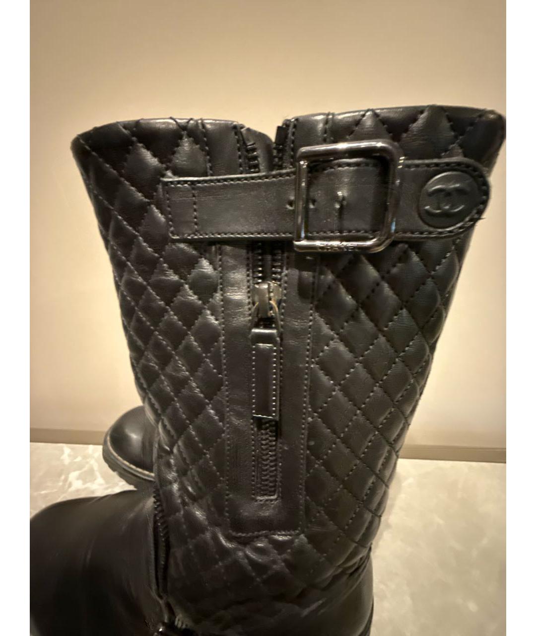 CHANEL Черные кожаные сапоги, фото 3