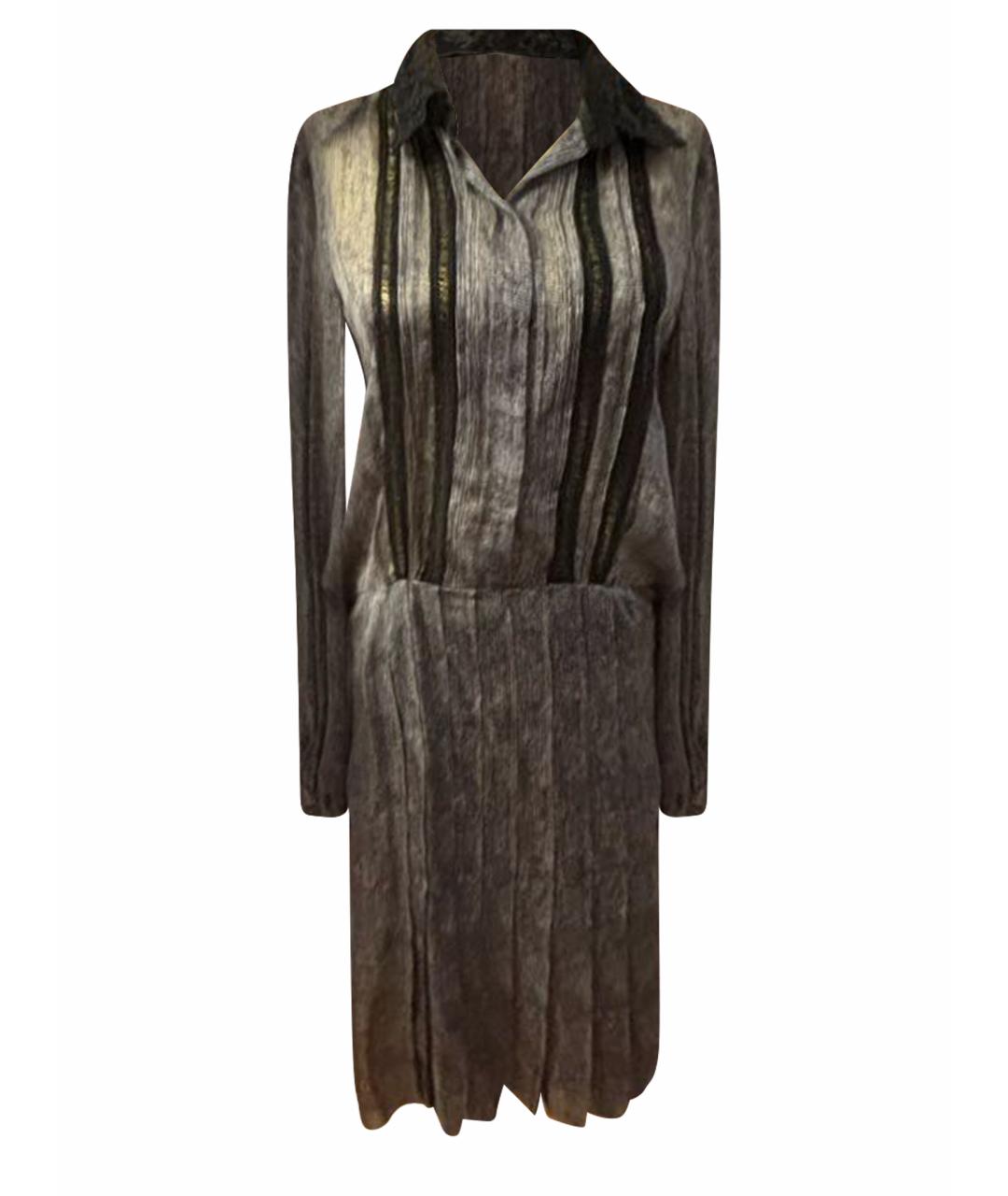 ALBERTA FERRETTI Серое шелковое повседневное платье, фото 1