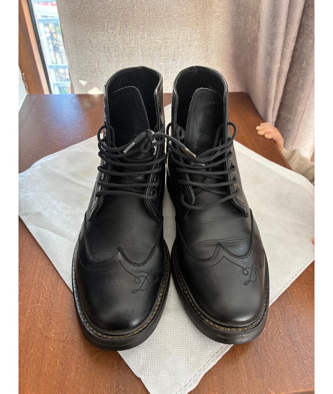 SAINT LAURENT Черные кожаные ботинки, фото 3