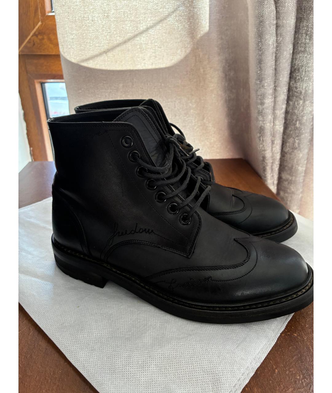 SAINT LAURENT Черные кожаные ботинки, фото 2