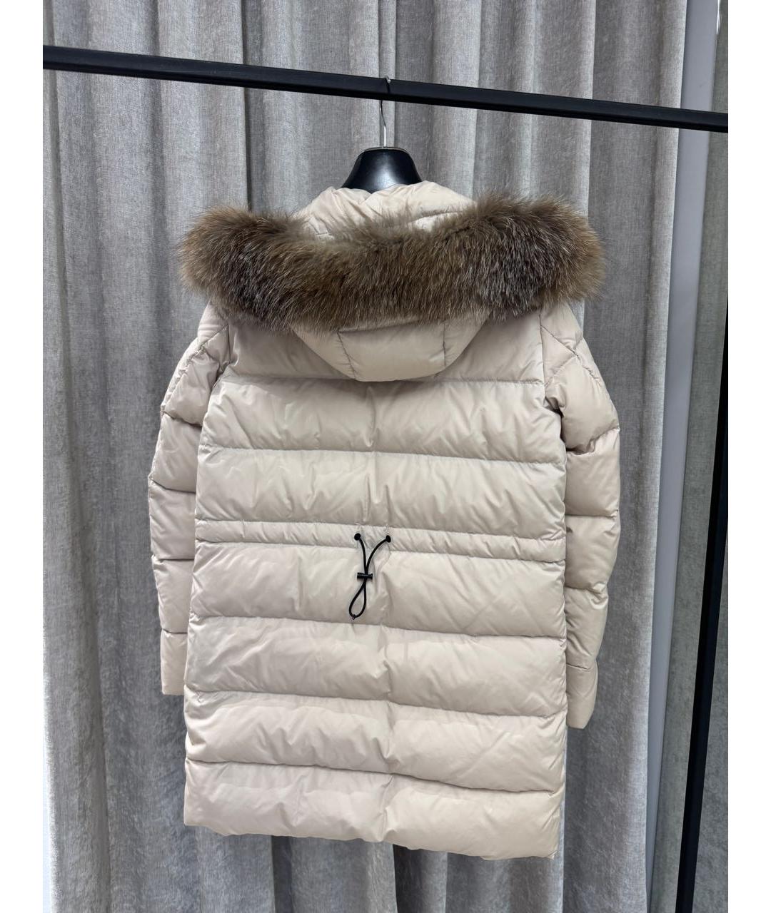 MONCLER Бежевый полиамидовый пуховик, фото 2