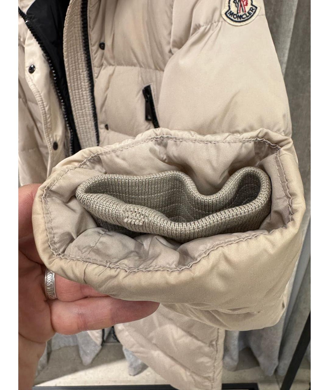 MONCLER Бежевый полиамидовый пуховик, фото 6