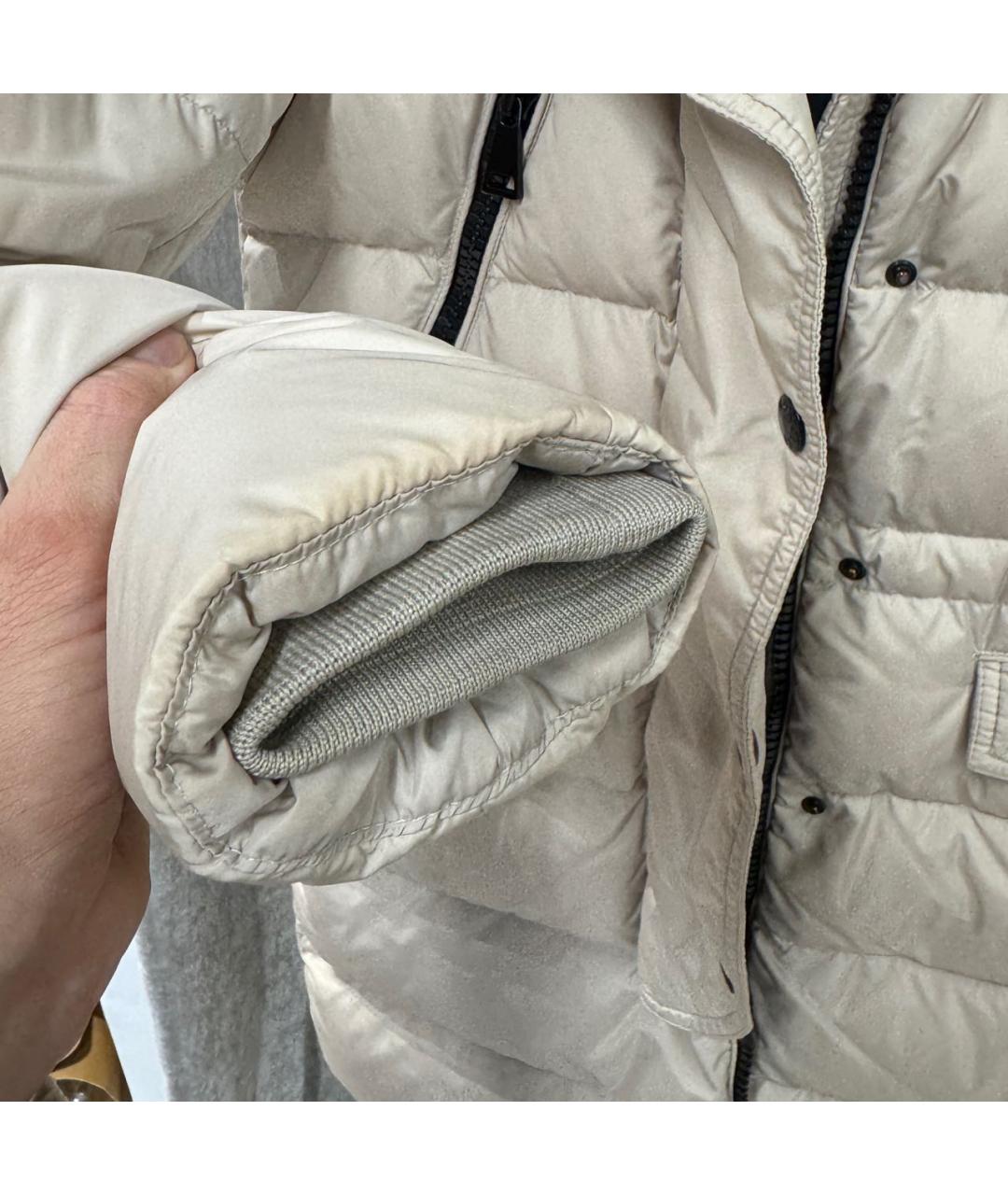 MONCLER Бежевый полиамидовый пуховик, фото 7