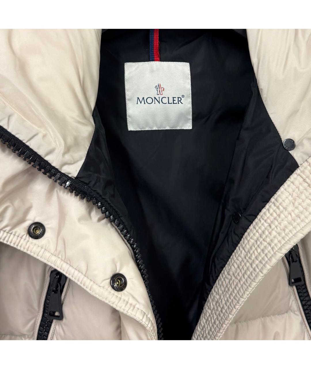 MONCLER Бежевый полиамидовый пуховик, фото 3