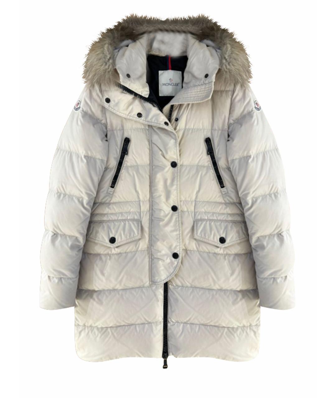 MONCLER Бежевый полиамидовый пуховик, фото 1