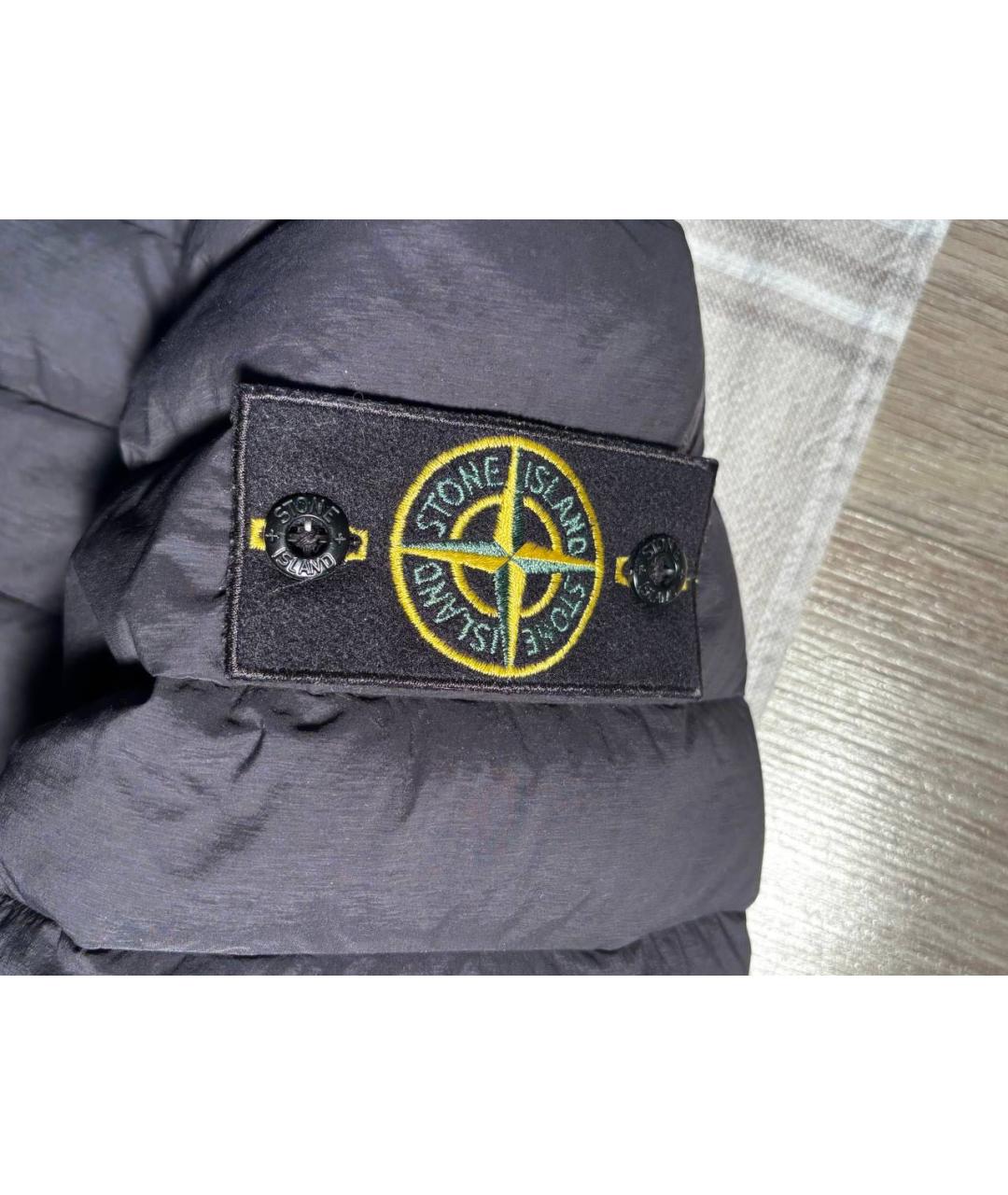STONE ISLAND Темно-синий полиэстеровый пуховик, фото 3