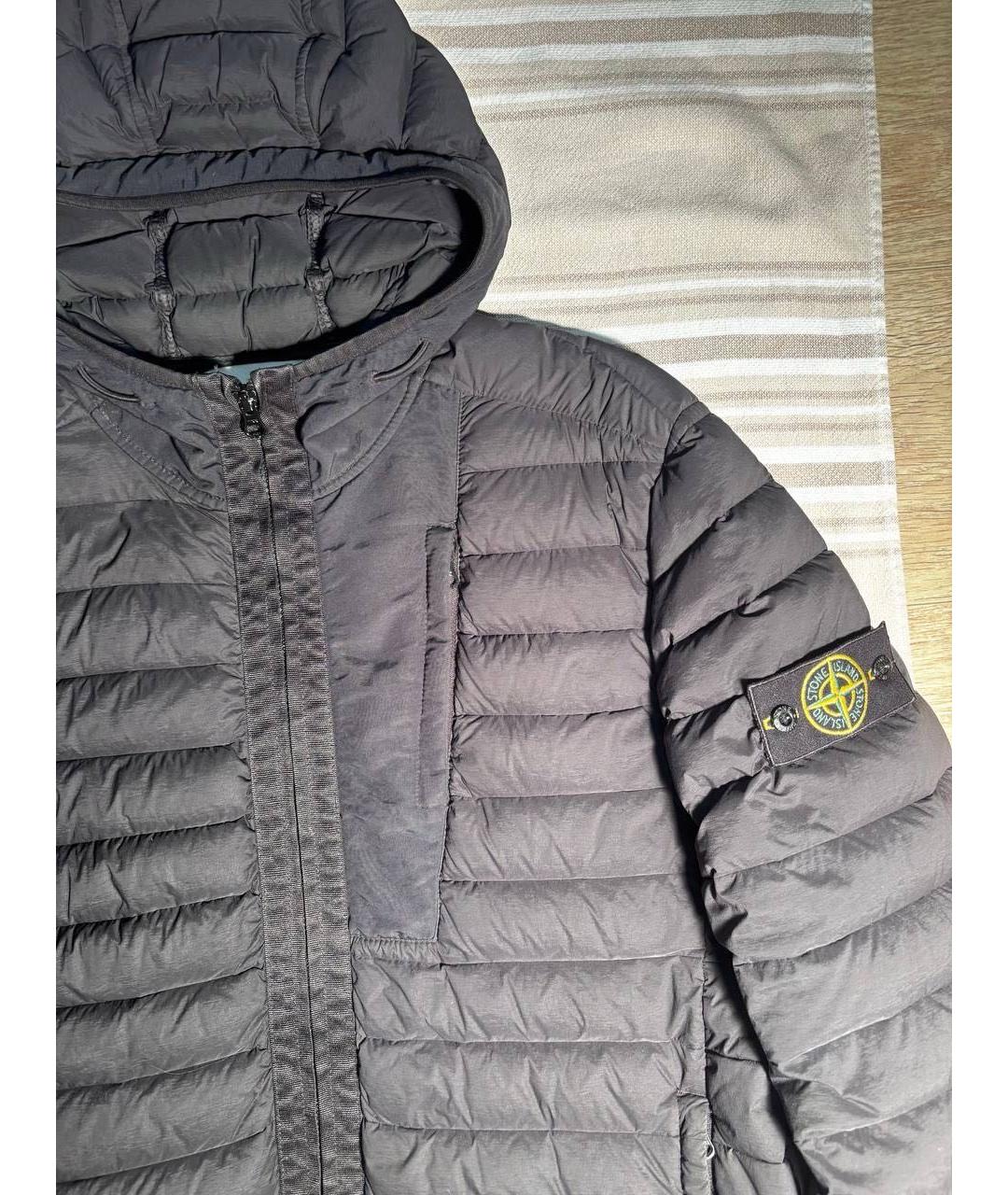 STONE ISLAND Темно-синий полиэстеровый пуховик, фото 2