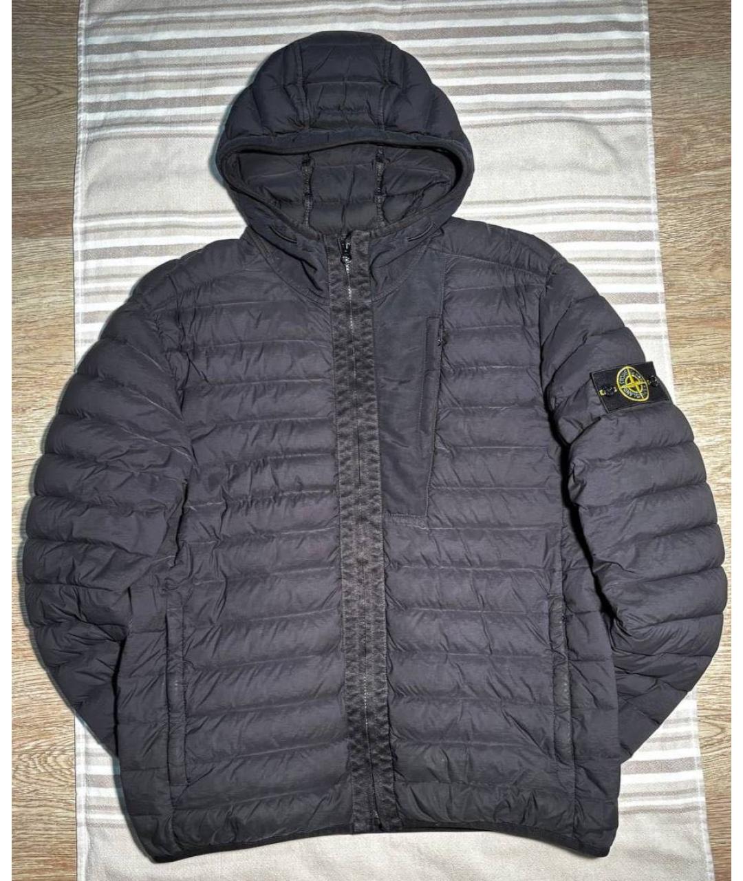 STONE ISLAND Темно-синий полиэстеровый пуховик, фото 6