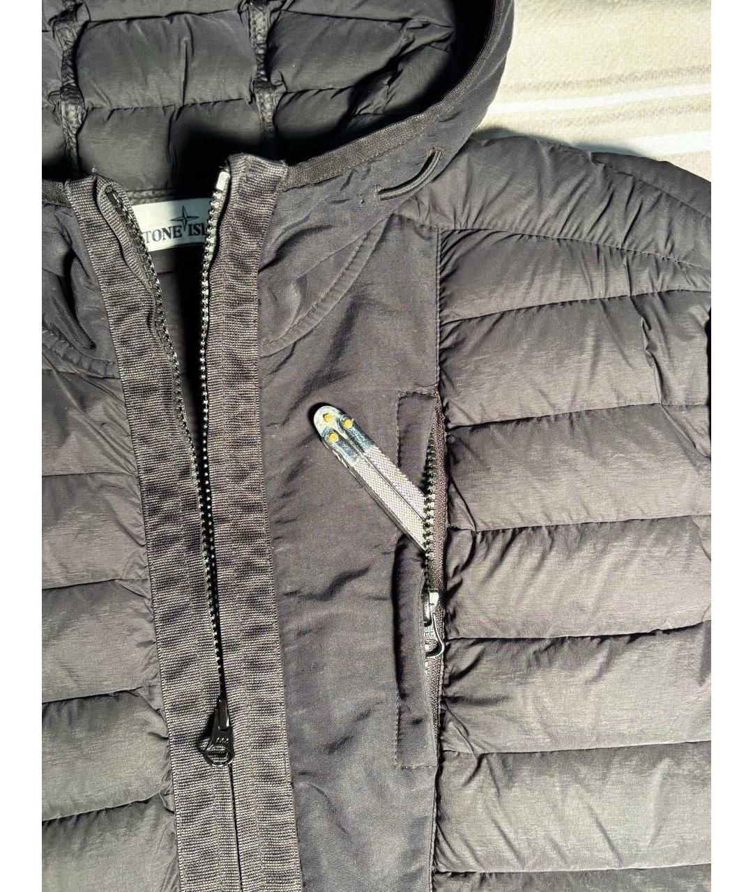 STONE ISLAND Темно-синий полиэстеровый пуховик, фото 4