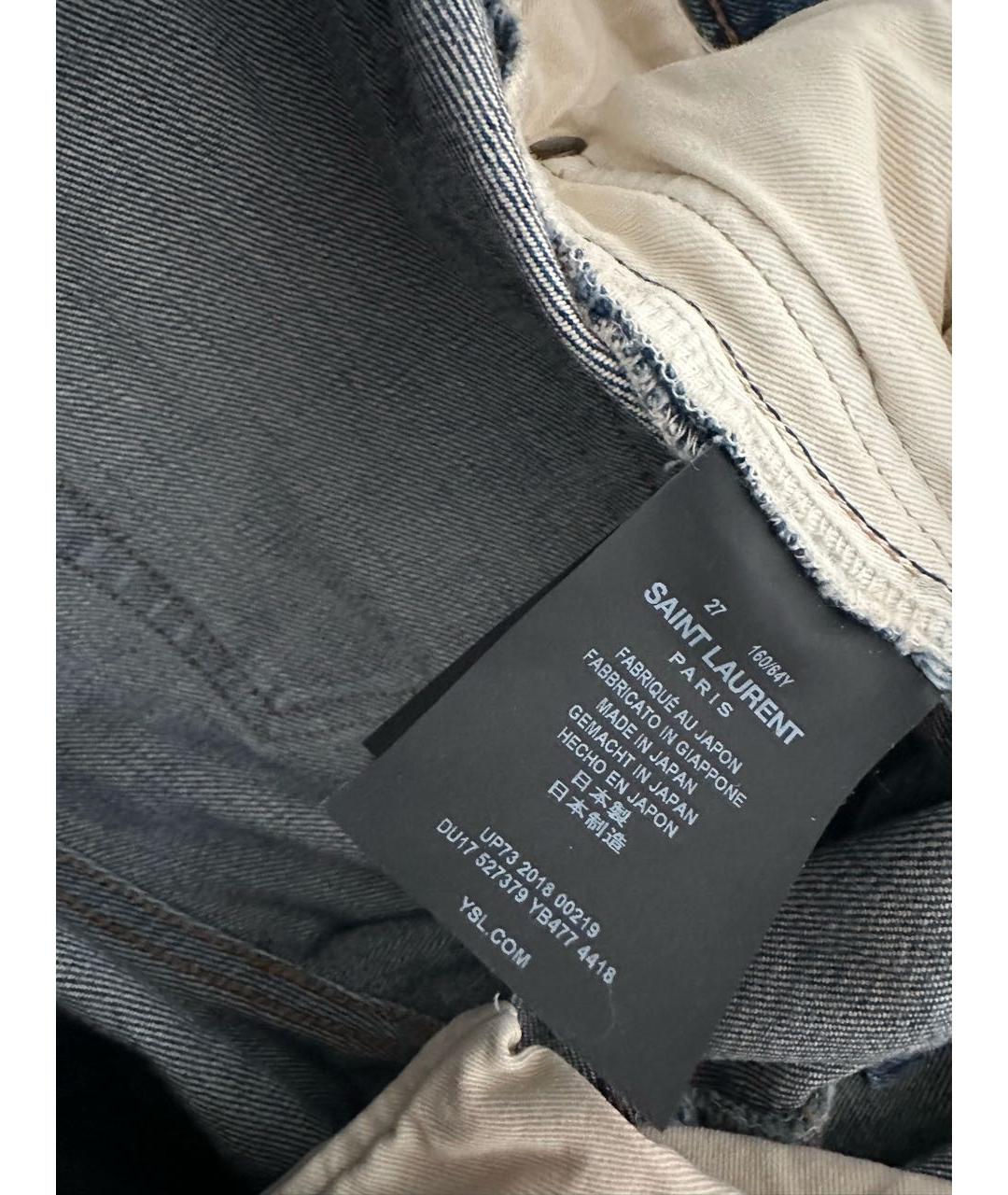 SAINT LAURENT Синие хлопковые джинсы слим, фото 3