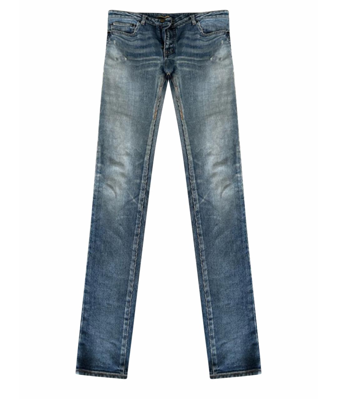 SAINT LAURENT Синие хлопковые джинсы слим, фото 1