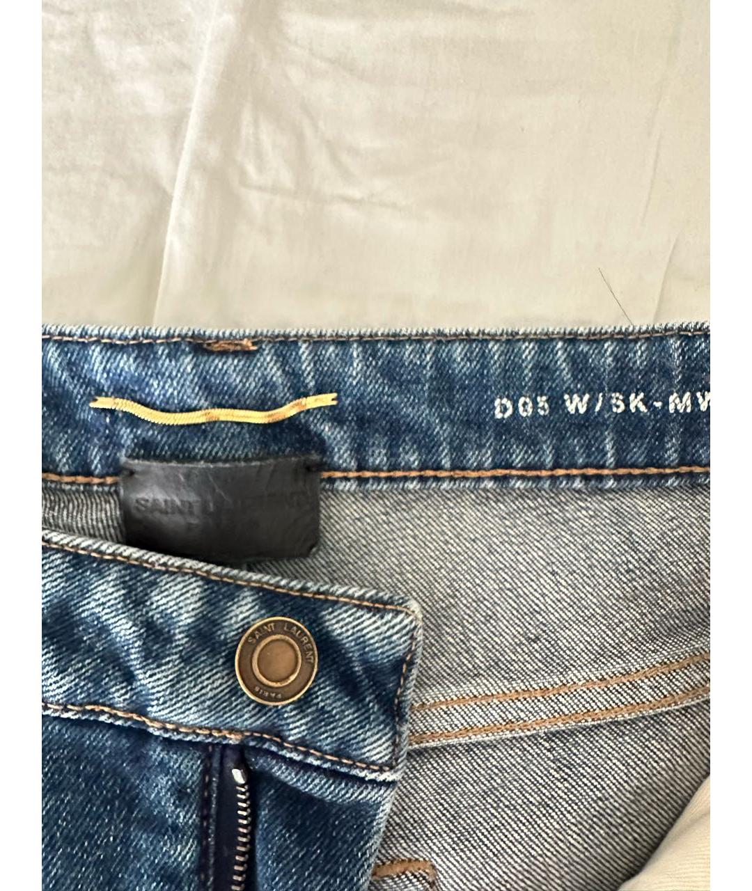 SAINT LAURENT Синие хлопковые джинсы слим, фото 4