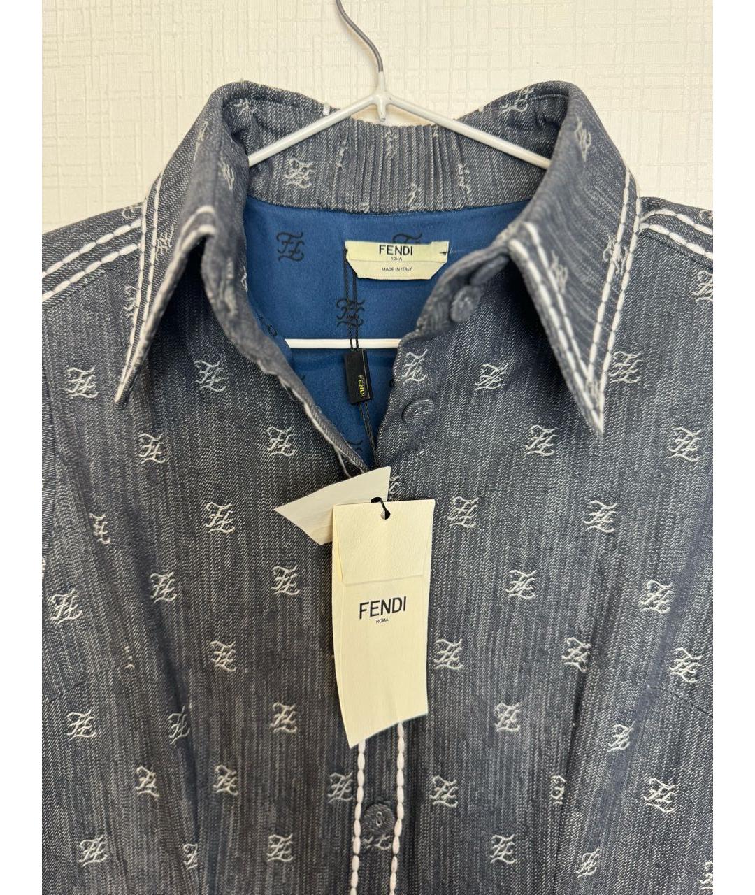 FENDI Темно-синее хлопковое повседневное платье, фото 8