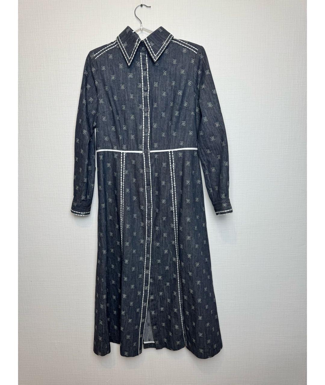 FENDI Темно-синее хлопковое повседневное платье, фото 9