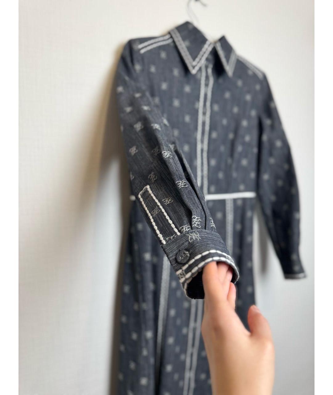 FENDI Темно-синее хлопковое повседневное платье, фото 5
