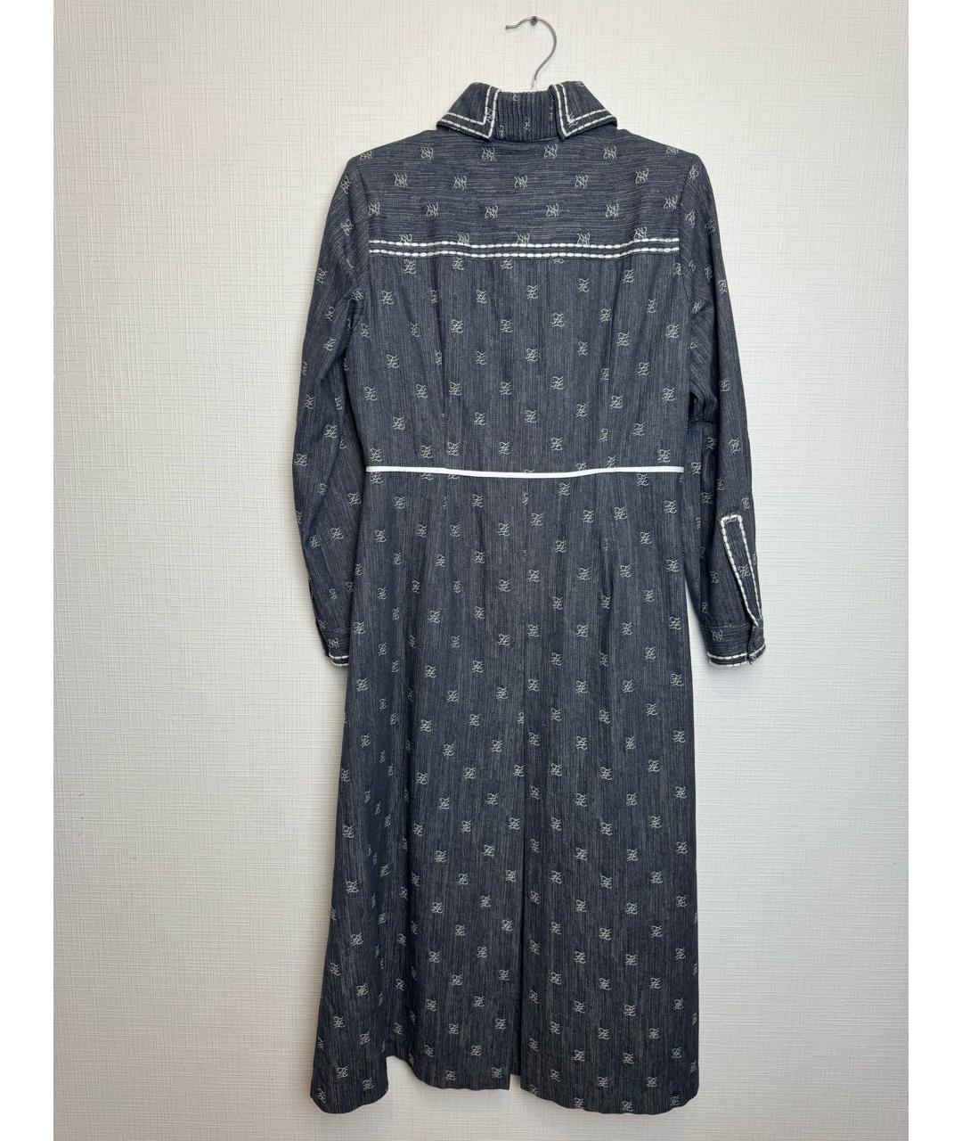 FENDI Темно-синее хлопковое повседневное платье, фото 2