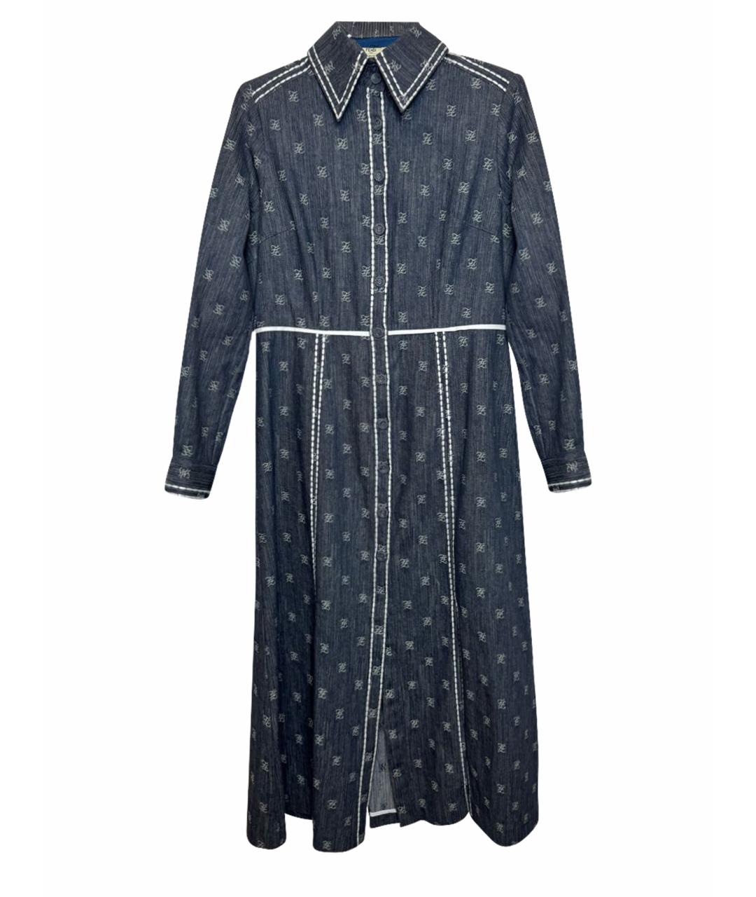 FENDI Темно-синее хлопковое повседневное платье, фото 1