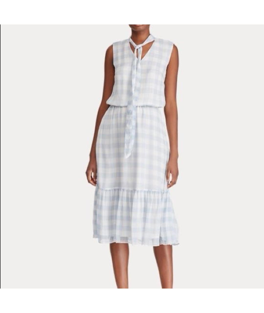 RALPH LAUREN Голубое полиэстеровое повседневное платье, фото 7