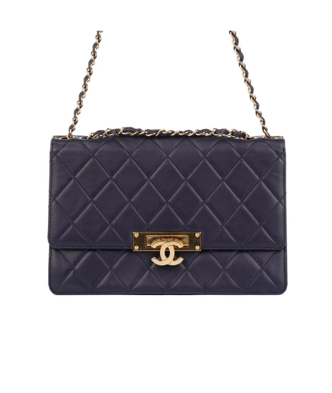 CHANEL Темно-синяя кожаная сумка через плечо, фото 2