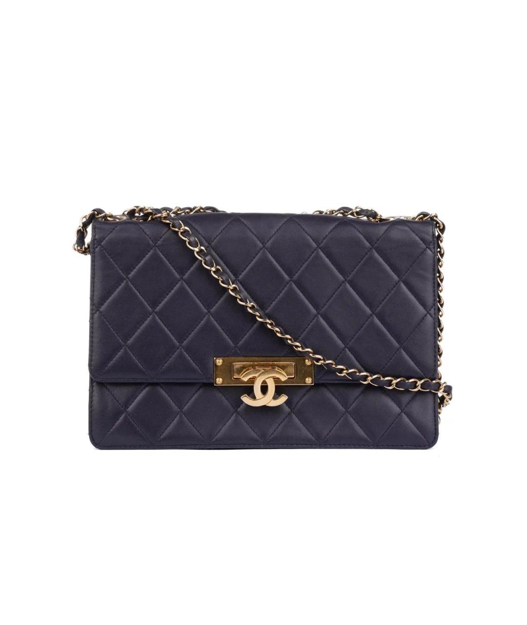 CHANEL Темно-синяя кожаная сумка через плечо, фото 1