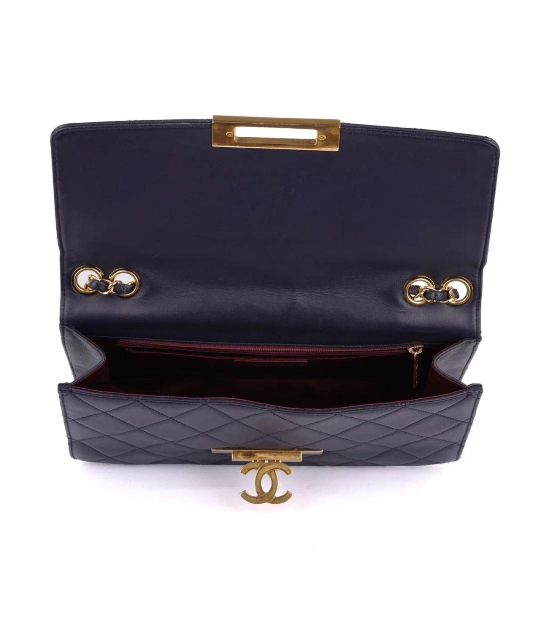 CHANEL Темно-синяя кожаная сумка через плечо, фото 8