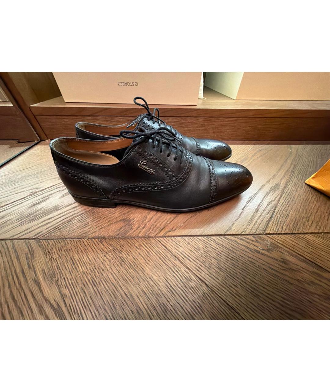 GUCCI Черные кожаные туфли, фото 5