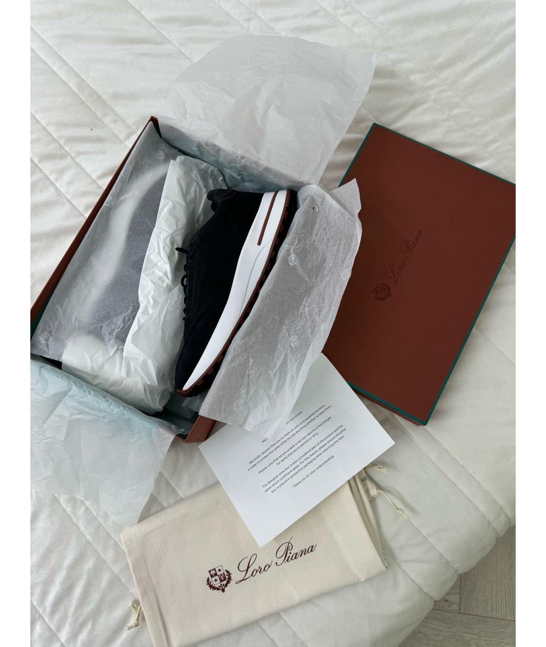 LORO PIANA Черные замшевые низкие кроссовки / кеды, фото 3