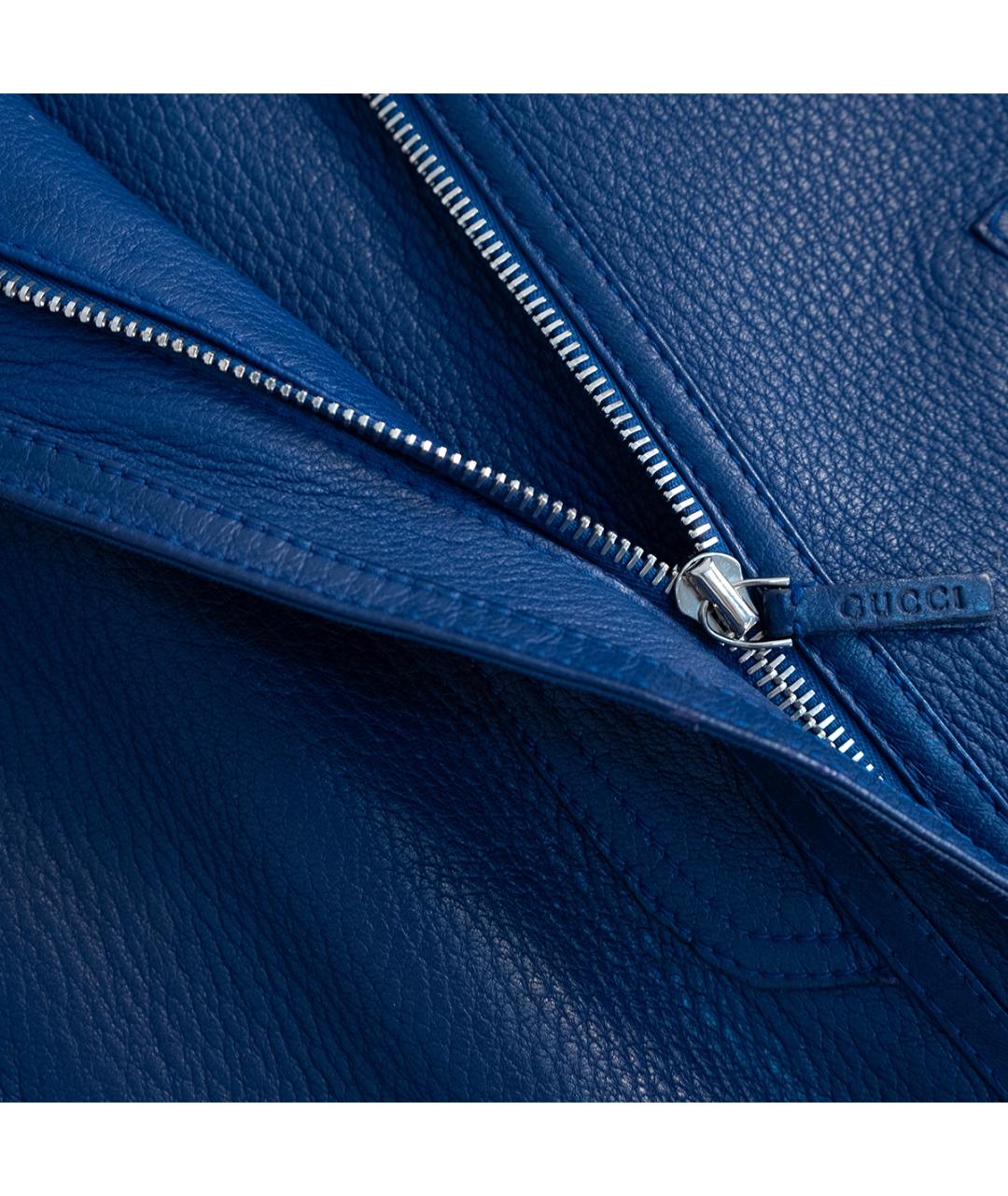 GUCCI Синяя кожаная куртка, фото 4