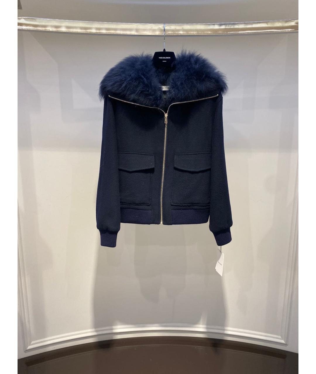 YVES SALOMON Темно-синяя шерстяная куртка, фото 2