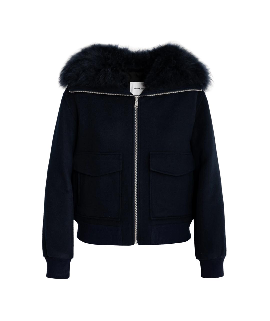 YVES SALOMON Темно-синяя шерстяная куртка, фото 1