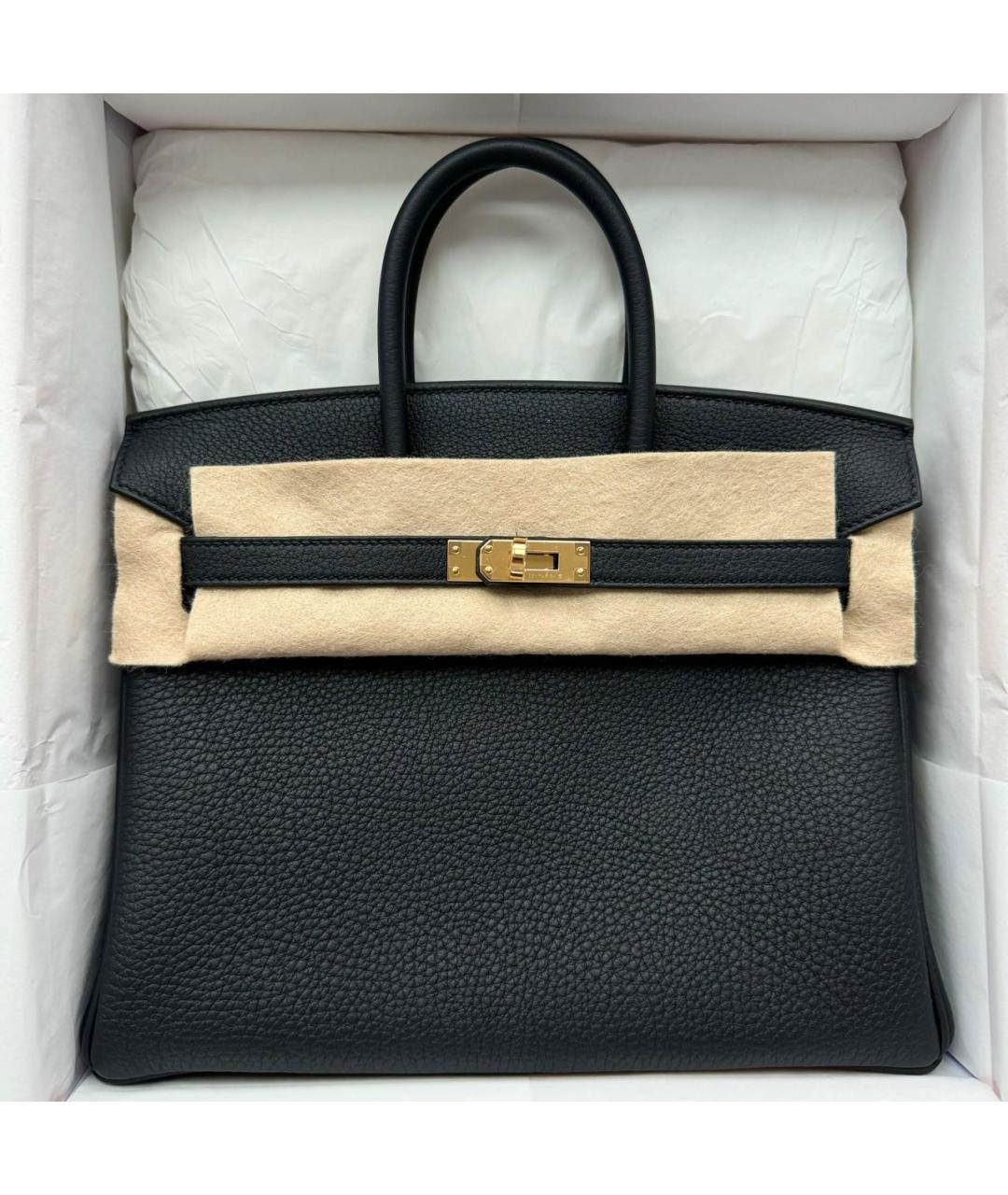 HERMES Черная кожаная сумка с короткими ручками, фото 4