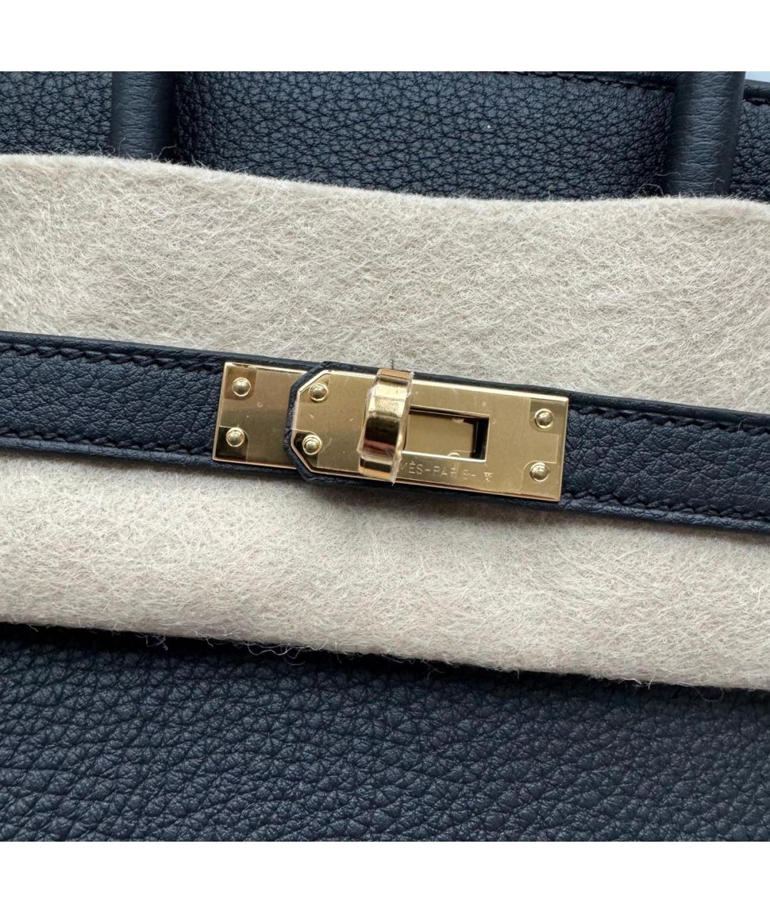 HERMES Черная кожаная сумка с короткими ручками, фото 2