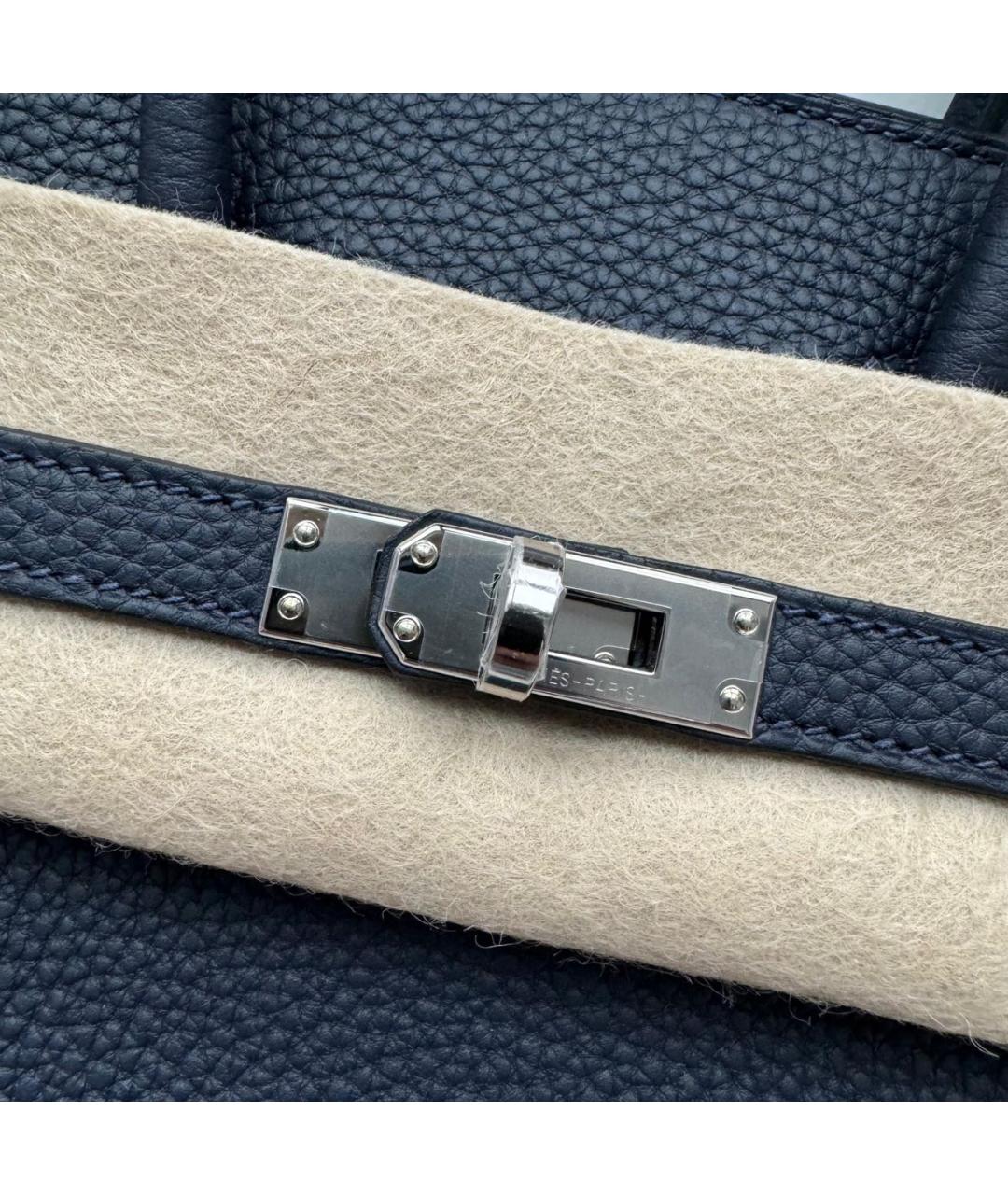 HERMES Темно-синяя кожаная сумка с короткими ручками, фото 2