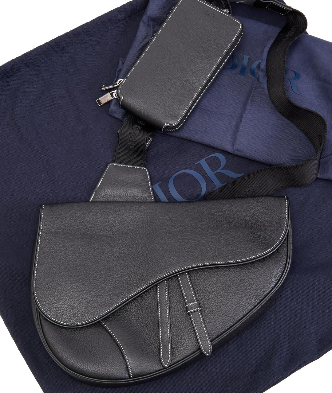 CHRISTIAN DIOR Черная кожаная барсетка, фото 8