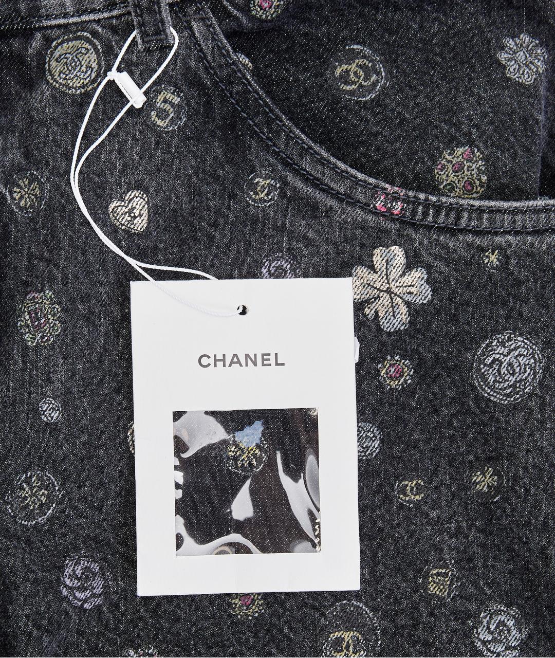 CHANEL Черные хлопковые прямые джинсы, фото 5