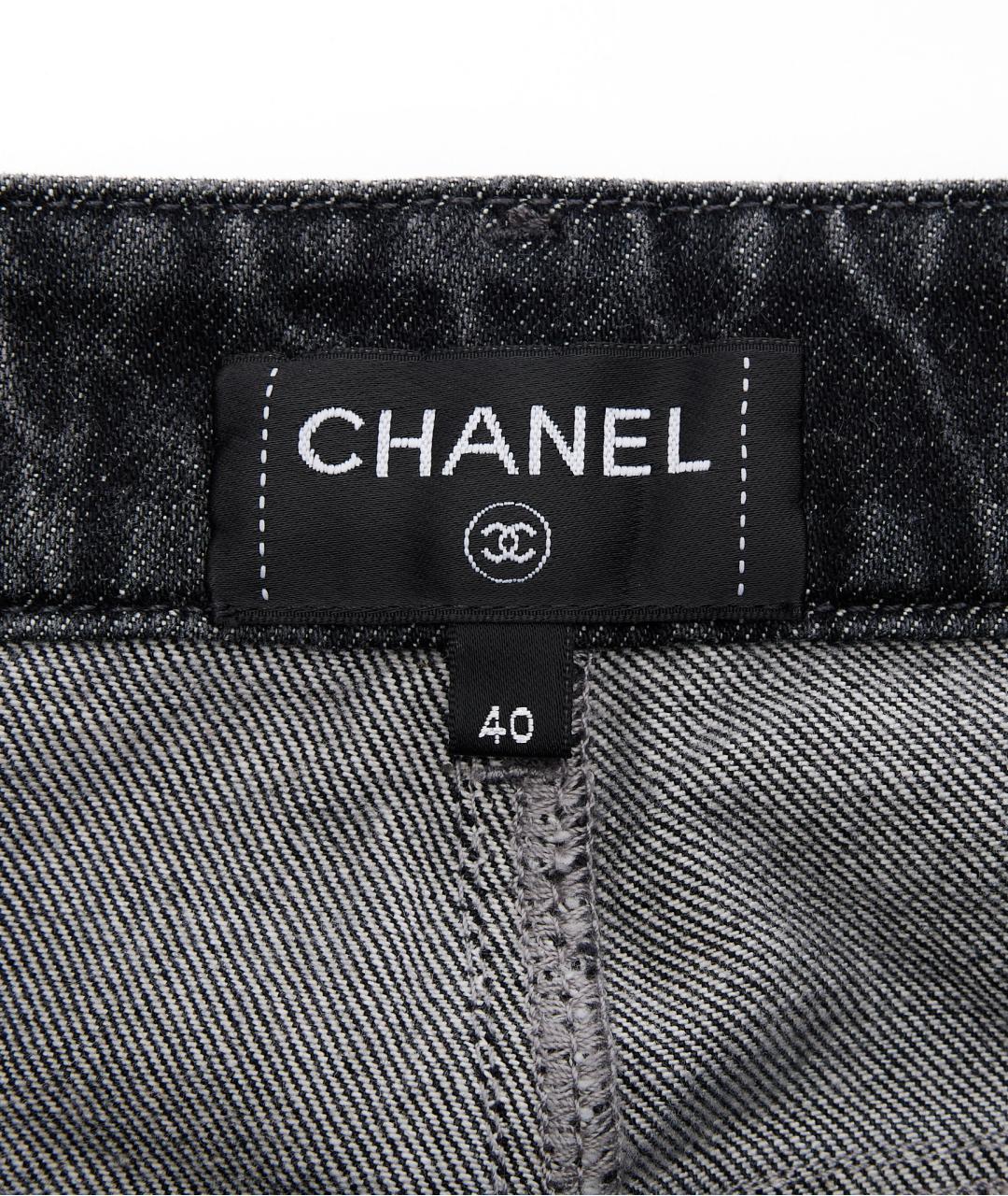 CHANEL Черные хлопковые прямые джинсы, фото 6