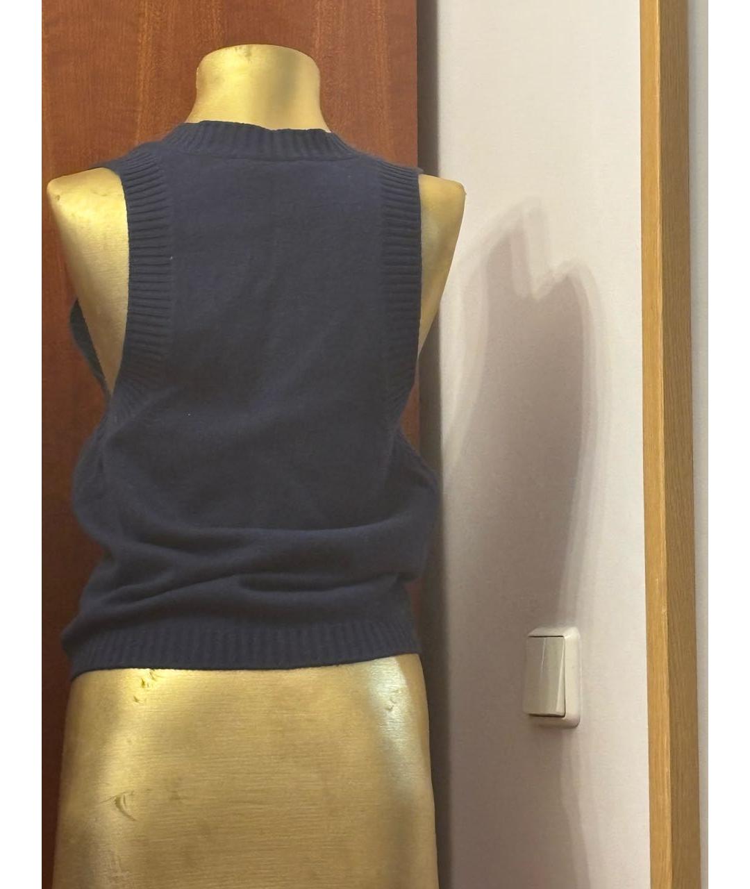 CHANEL Темно-синяя кашемировая жилетка, фото 2