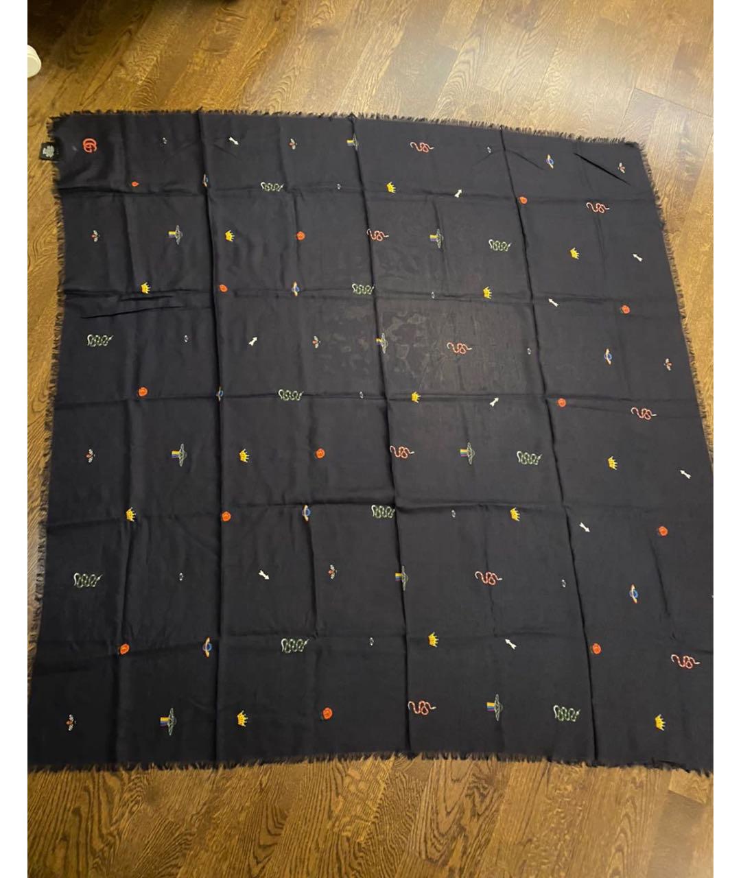 GUCCI Темно-синий хлопковый платок, фото 9