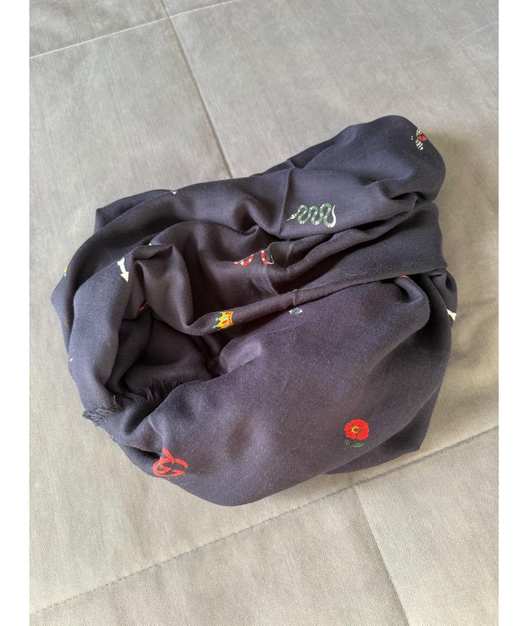 GUCCI Темно-синий хлопковый платок, фото 3