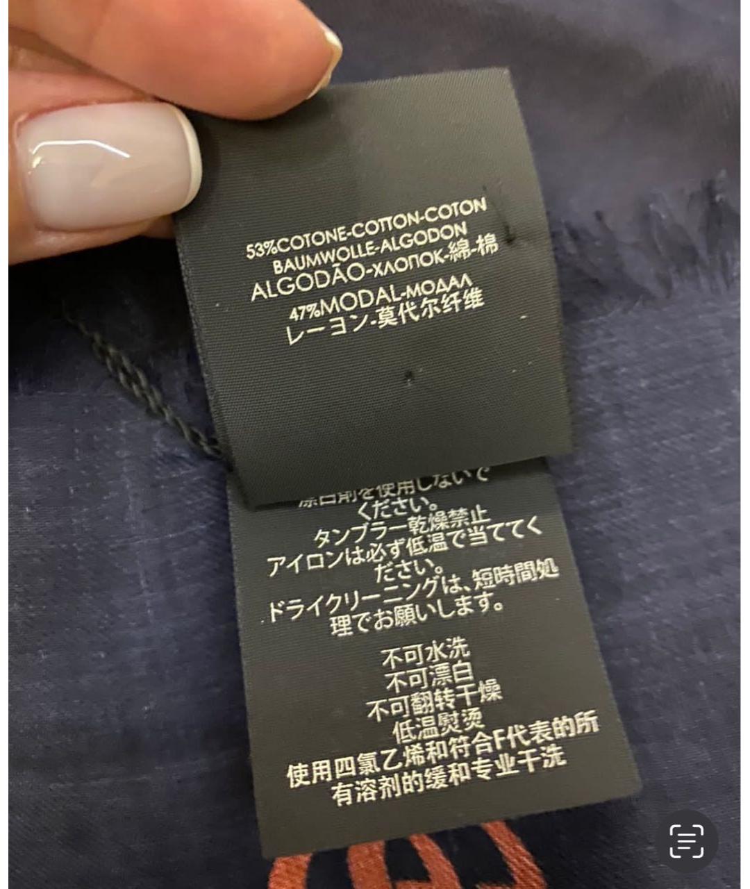 GUCCI Темно-синий хлопковый платок, фото 5