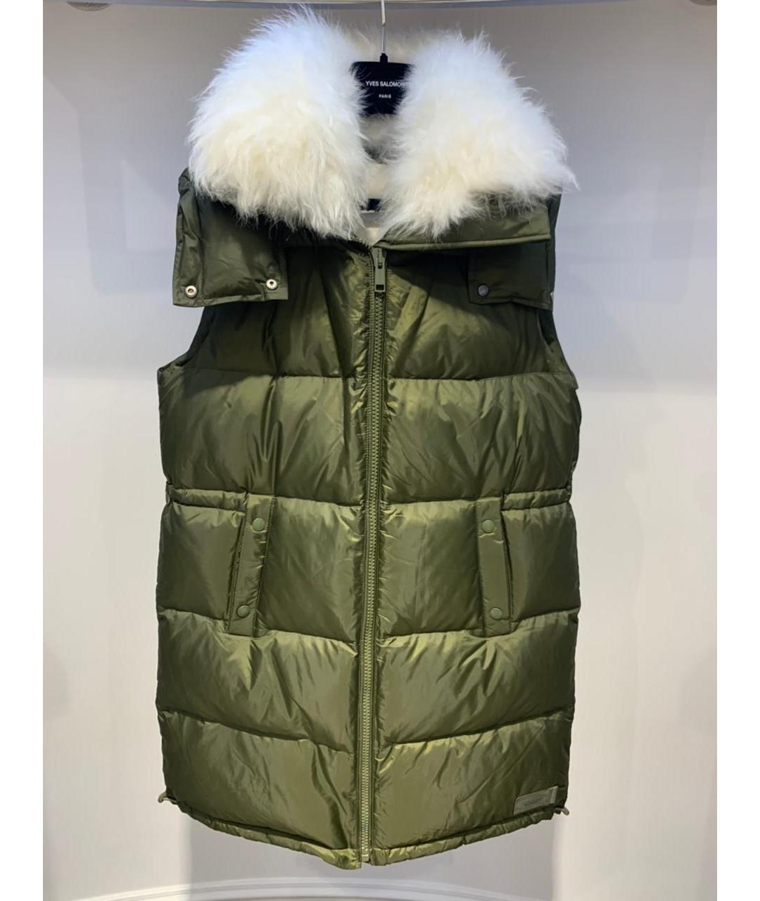 YVES SALOMON Зеленый полиэстеровый жилет, фото 3