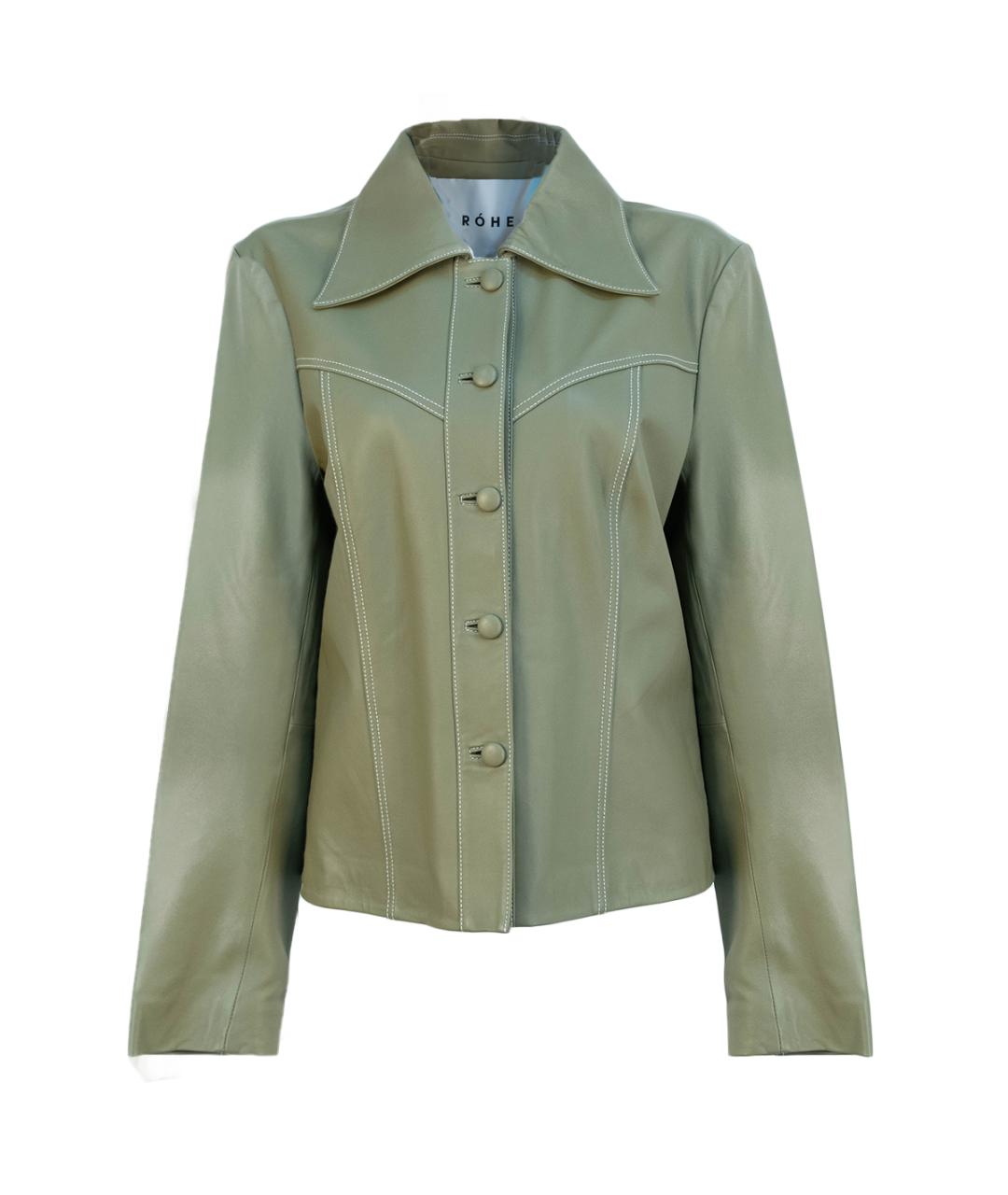 ROHE Хаки кожаная куртка, фото 1