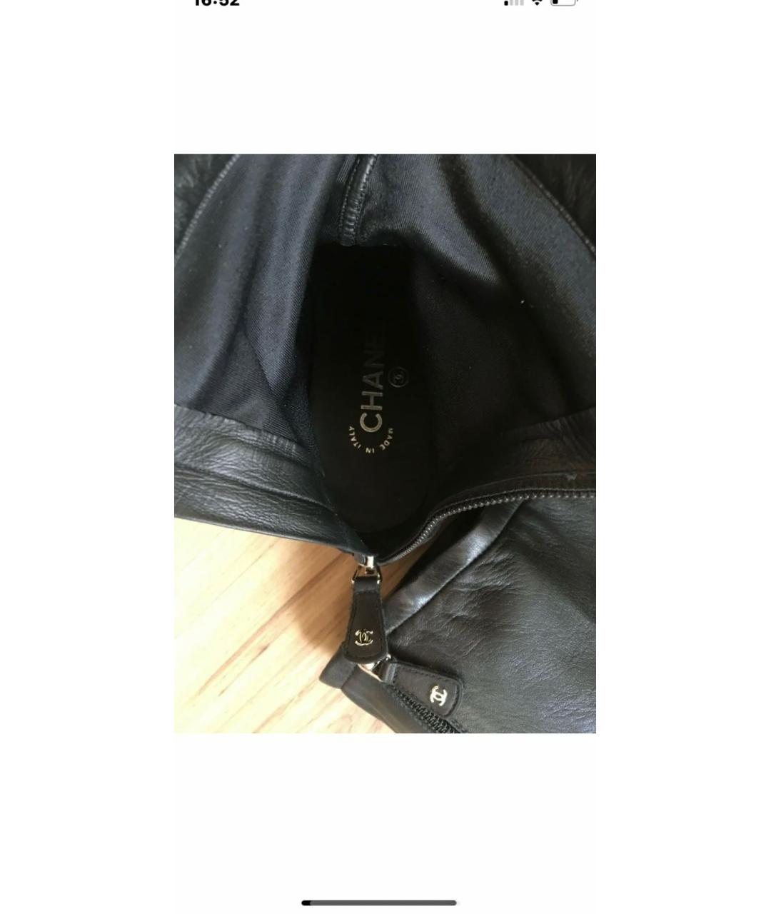 CHANEL Черные кожаные ботфорты, фото 6