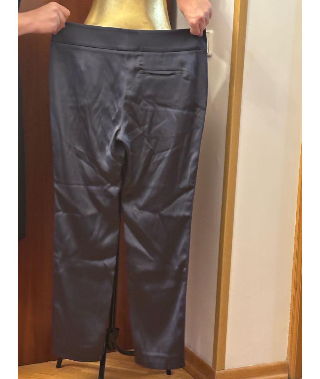 BRUNELLO CUCINELLI Темно-синие шелковые прямые брюки, фото 2