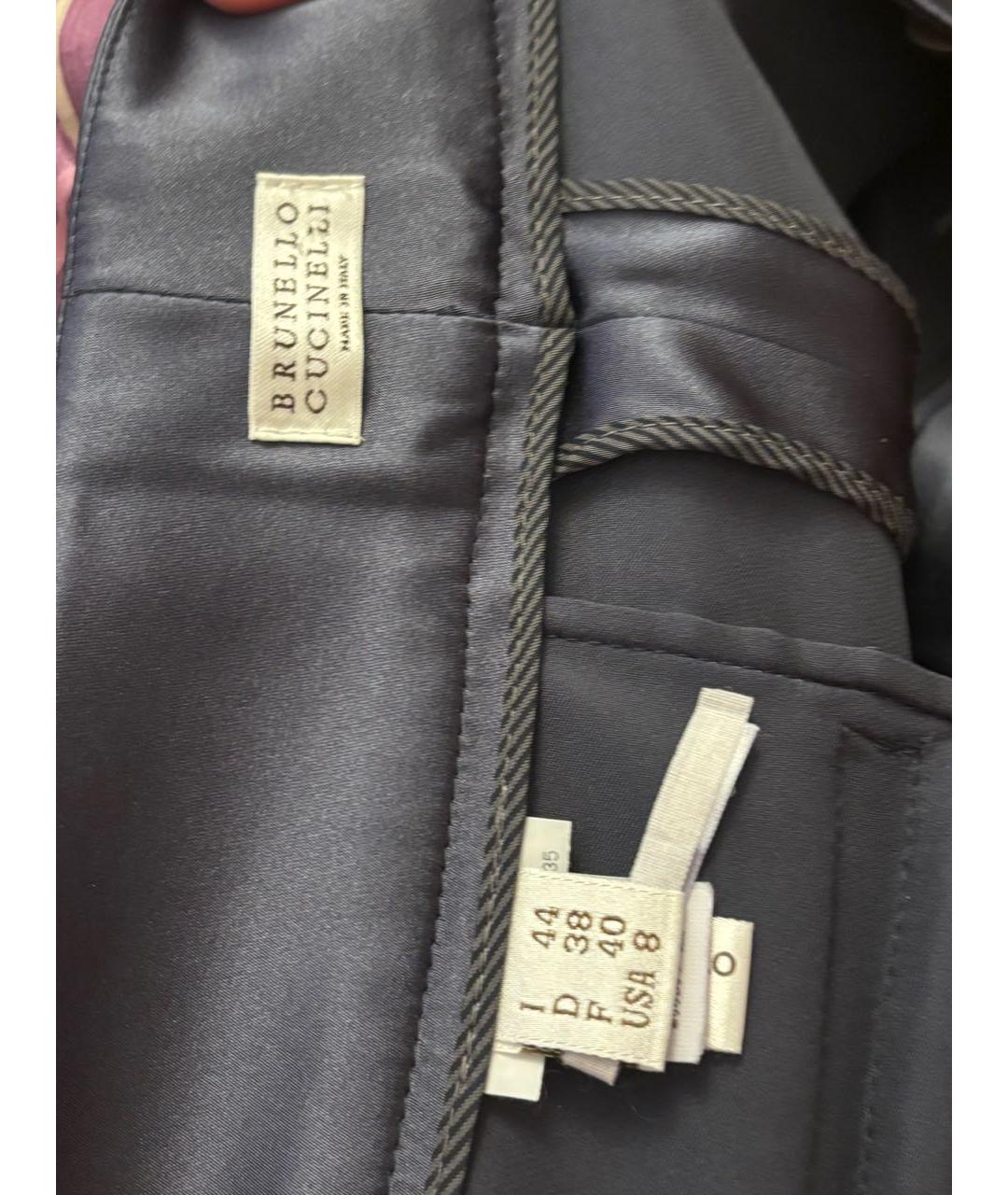 BRUNELLO CUCINELLI Темно-синие шелковые прямые брюки, фото 3