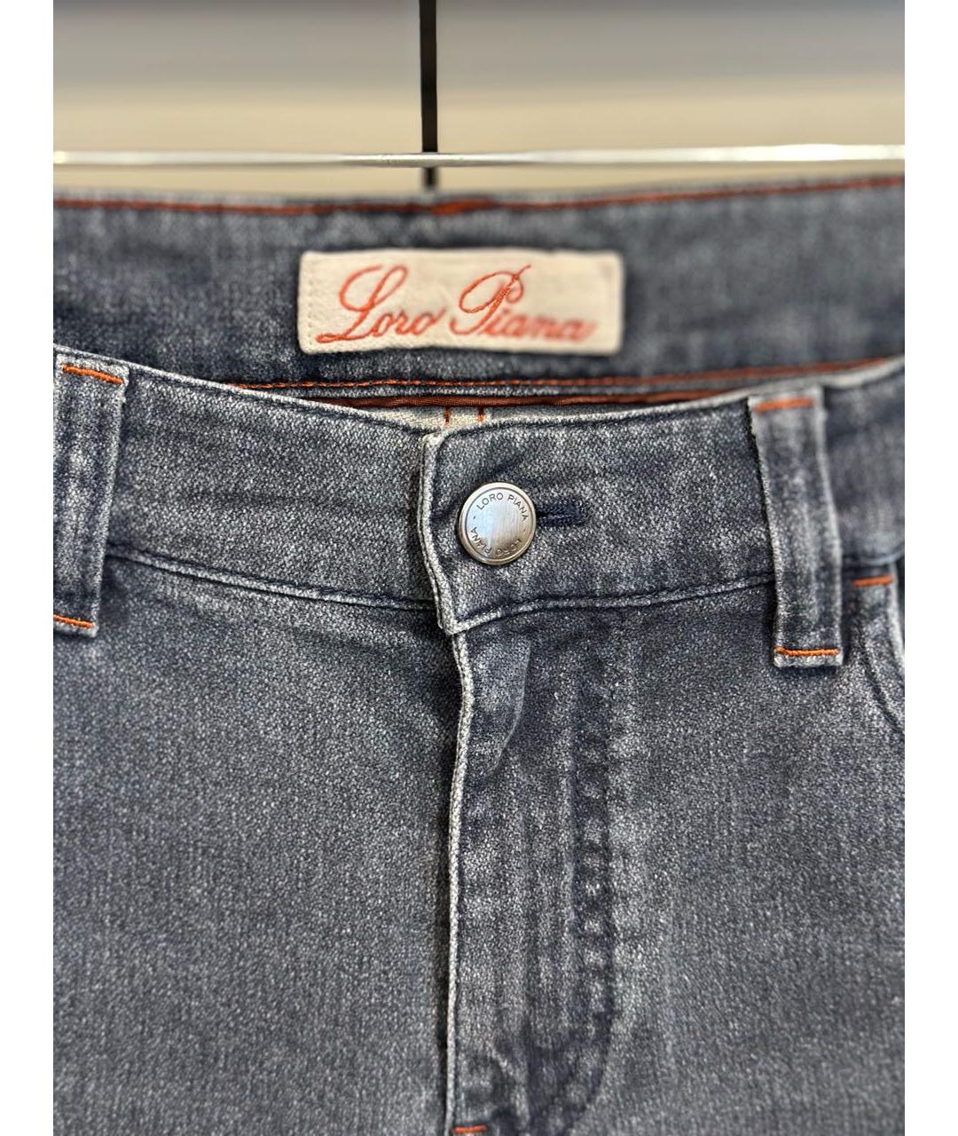 LORO PIANA Антрацитовые хлопковые джинсы скинни, фото 3