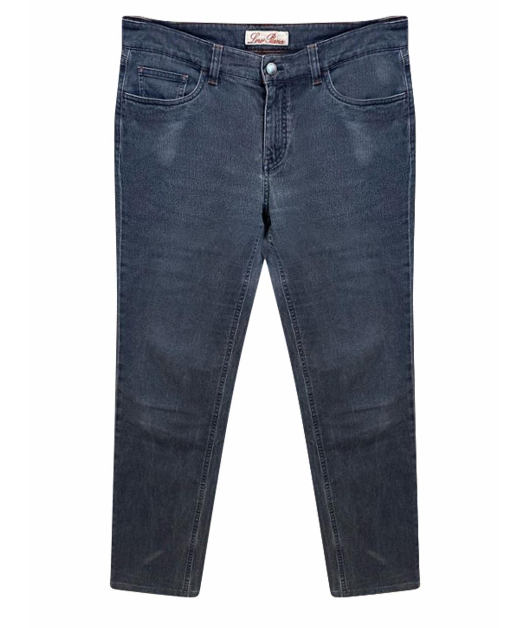 LORO PIANA Антрацитовые хлопковые джинсы скинни, фото 1